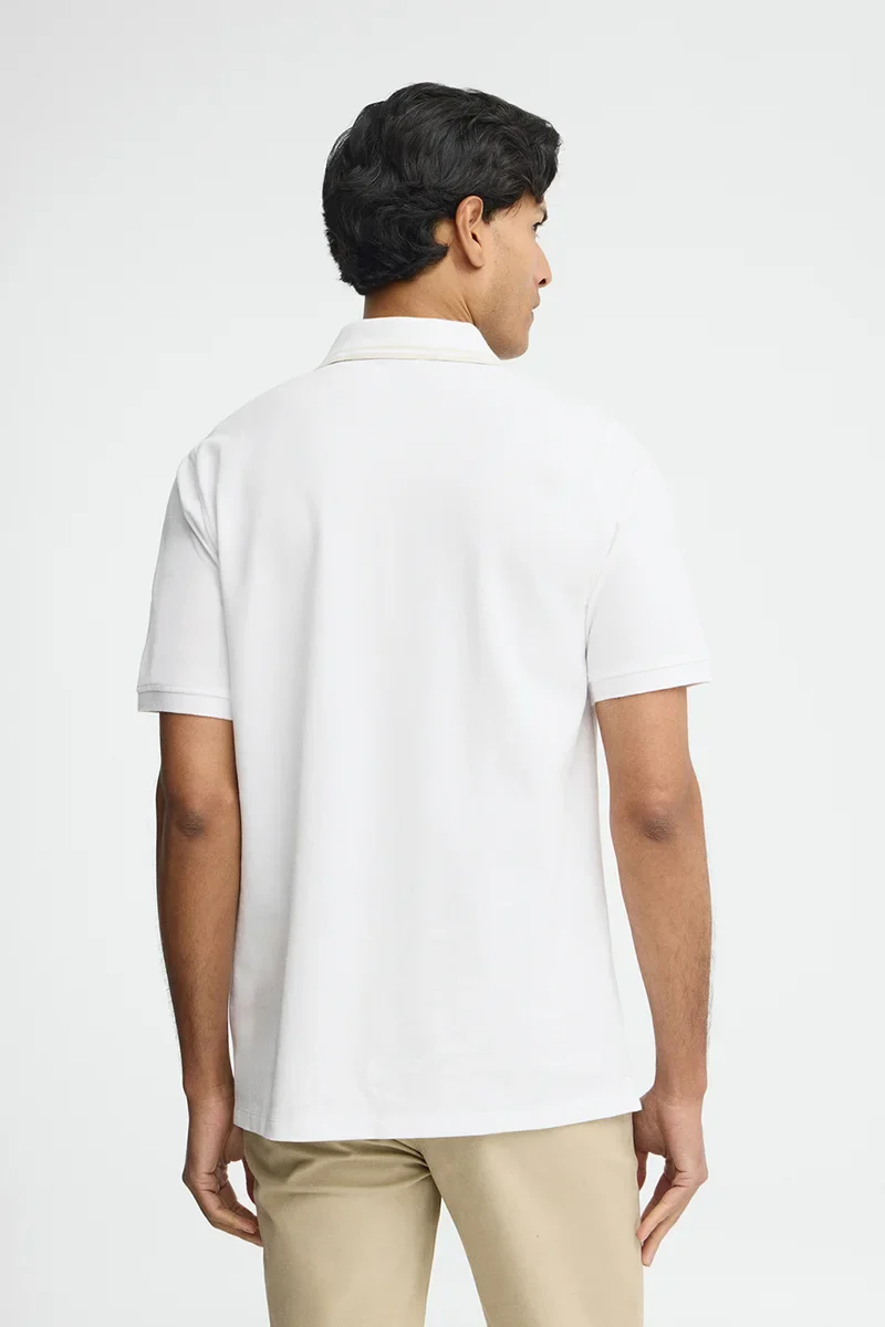 White short-sleeve polo shirt with Polo Club patch - Image 5