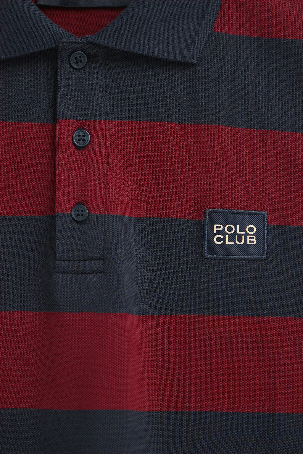 Striped polo shirt in navy blue and nude with Polo Club patch - Image 7