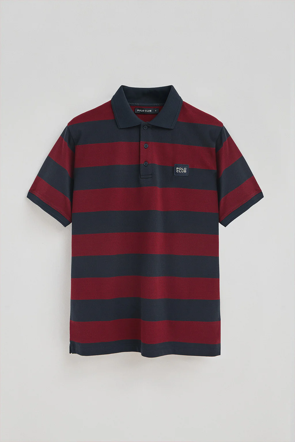 Striped polo shirt in navy blue and nude with Polo Club patch - Image 8