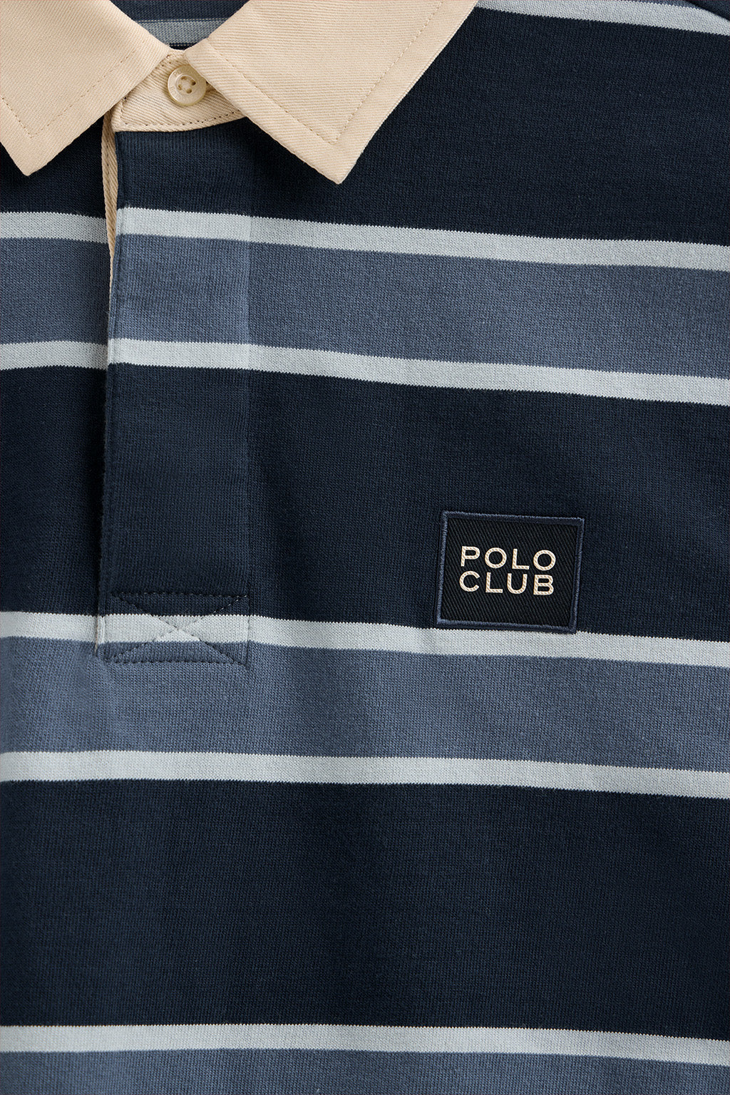 Denim-blue rugby polo shirt with Polo Club patch - Image 7