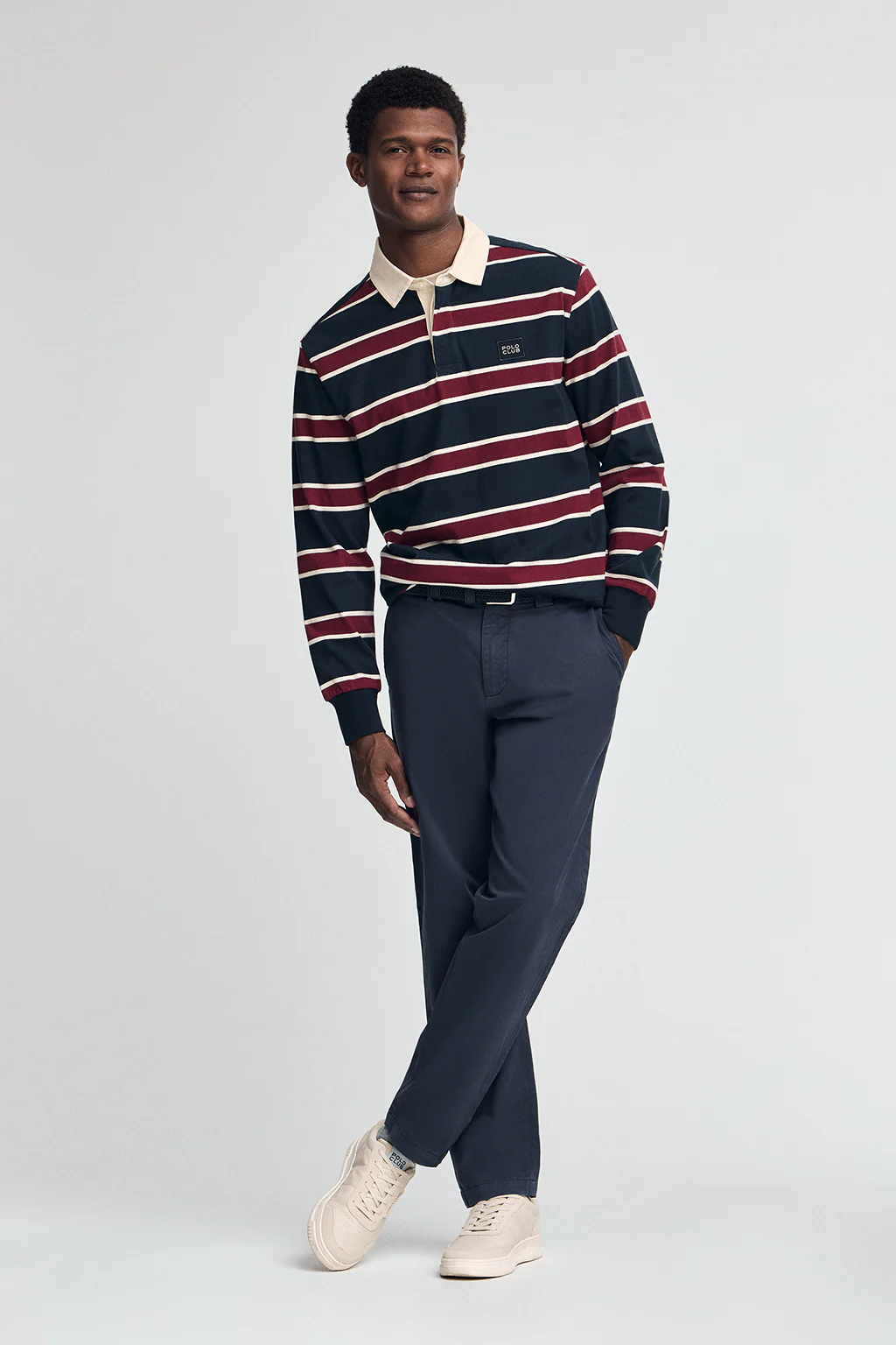Maroon rugby polo shirt with Polo Club patch - Image 4