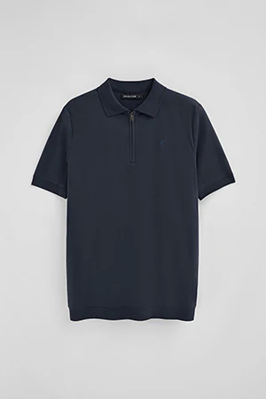 Navy-blue zipped polo shirt Esko with embroidered monogram - Image 9