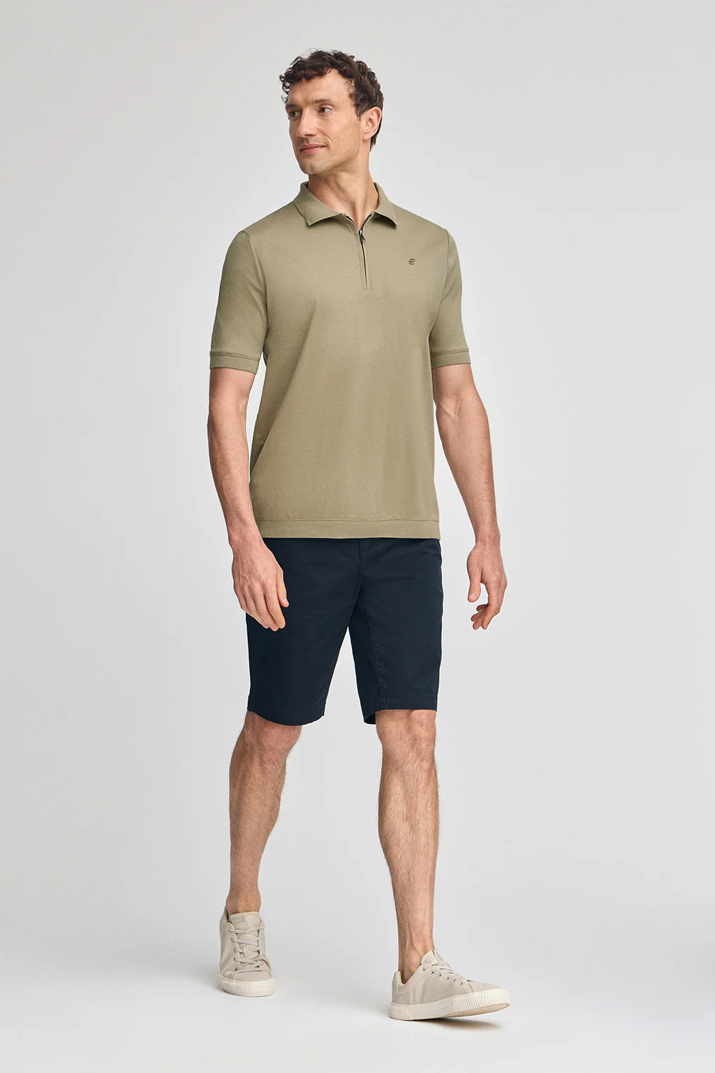 Light-green zipped polo shirt Esko with embroidered monogram - Image 4