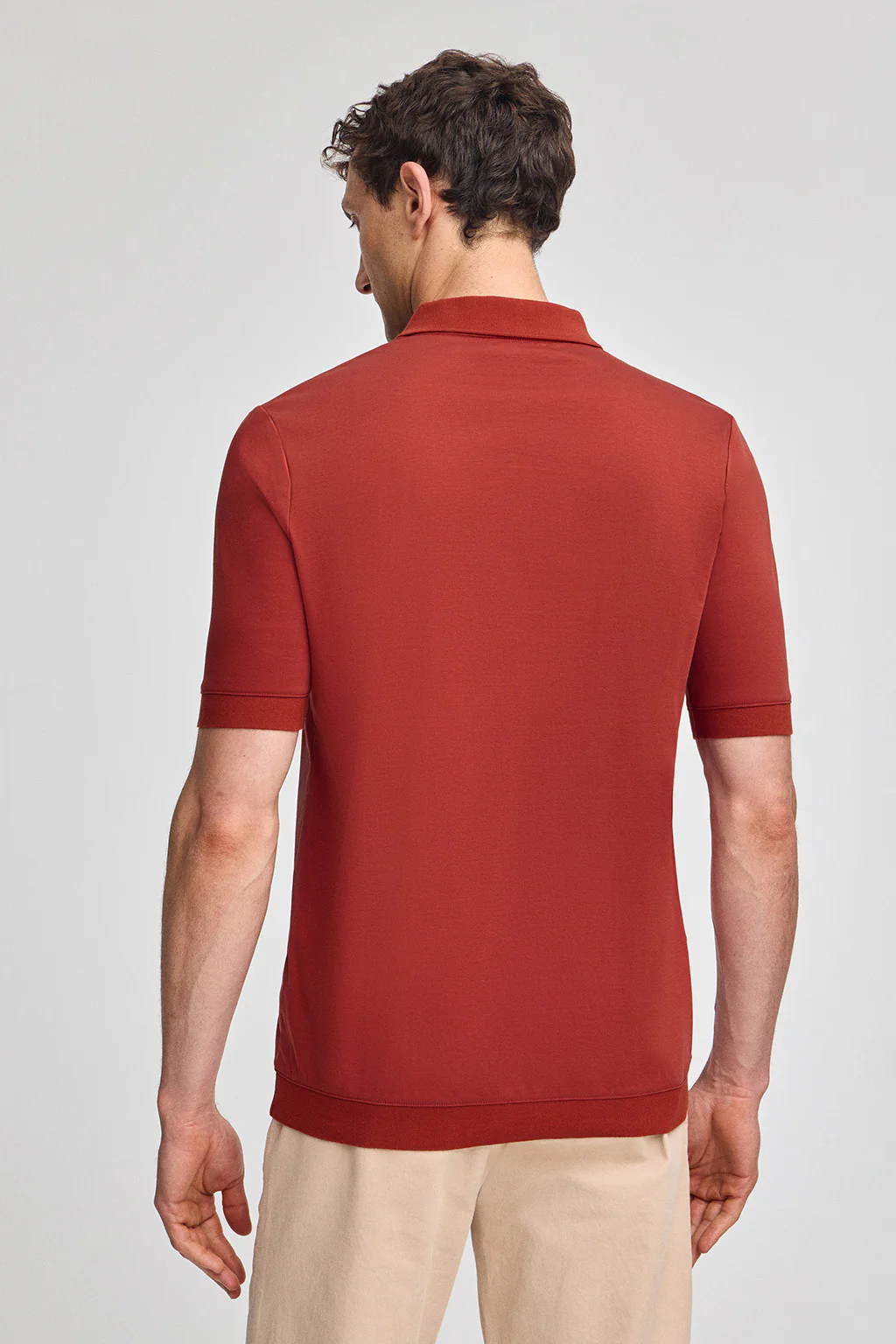 Reddish zipped polo shirt Esko with embroidered monogram - Image 2