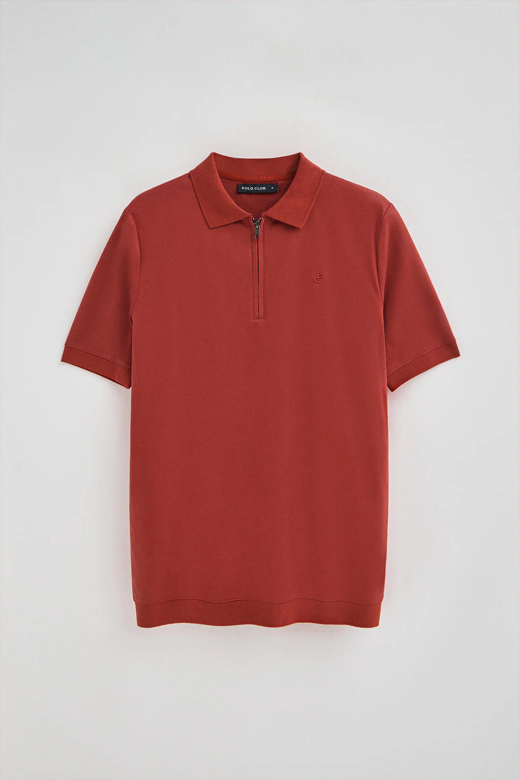 Reddish zipped polo shirt Esko with embroidered monogram - Image 5