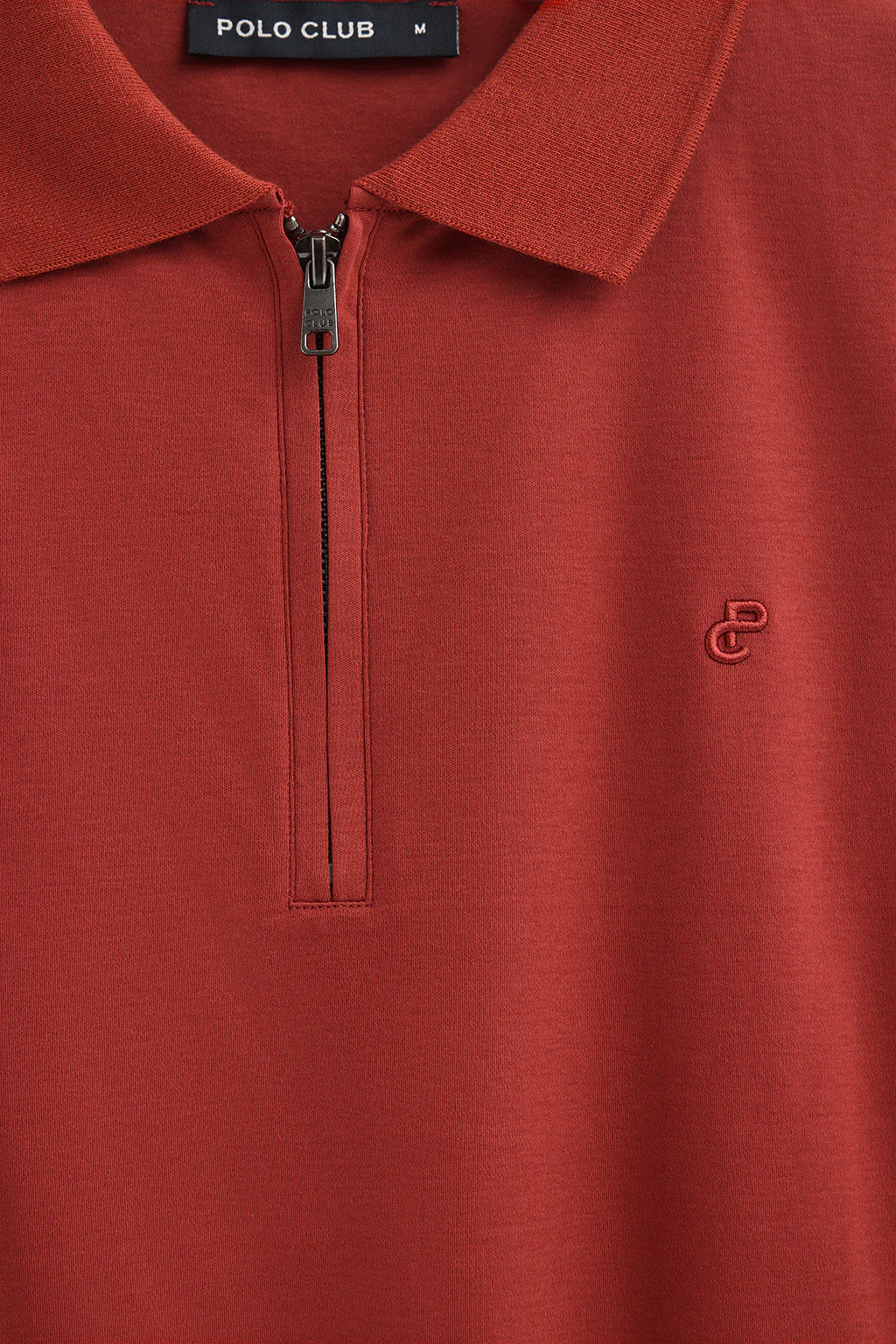 Reddish zipped polo shirt Esko with embroidered monogram - Image 7