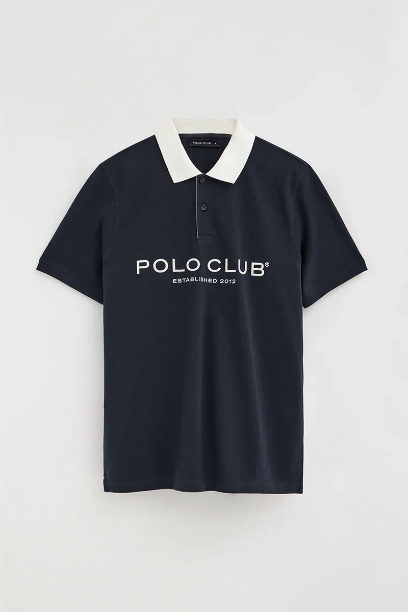 Navy-blue polo shirt with collar and Established 2012 Polo Club logo in contrasting colour - Image 11