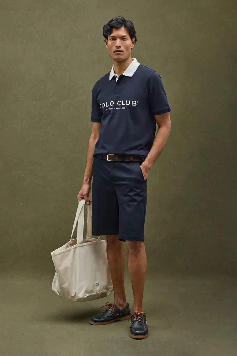 Navy-blue polo shirt with collar and Established 2012 Polo Club logo in contrasting colour - Image 3