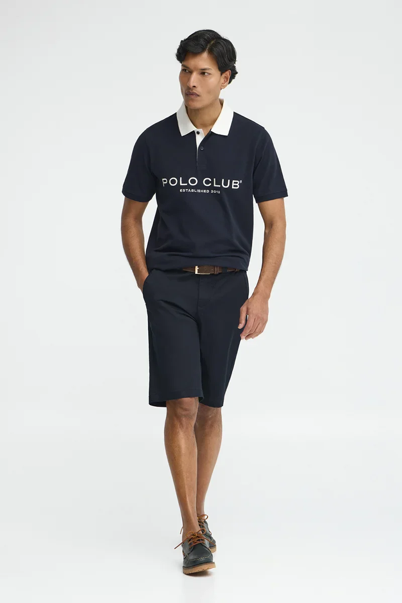 Navy-blue polo shirt with collar and Established 2012 Polo Club logo in contrasting colour - Image 5