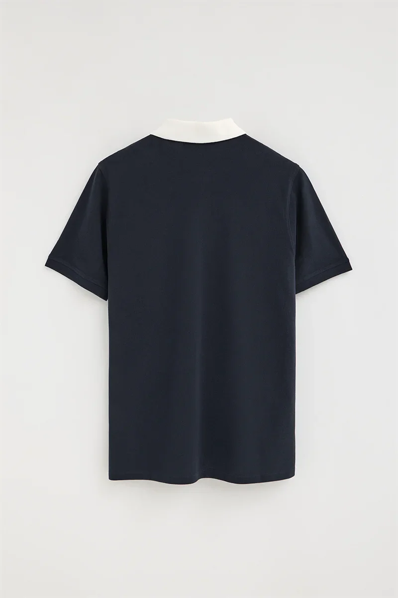 Navy-blue polo shirt with collar and Established 2012 Polo Club logo in contrasting colour - Image 9