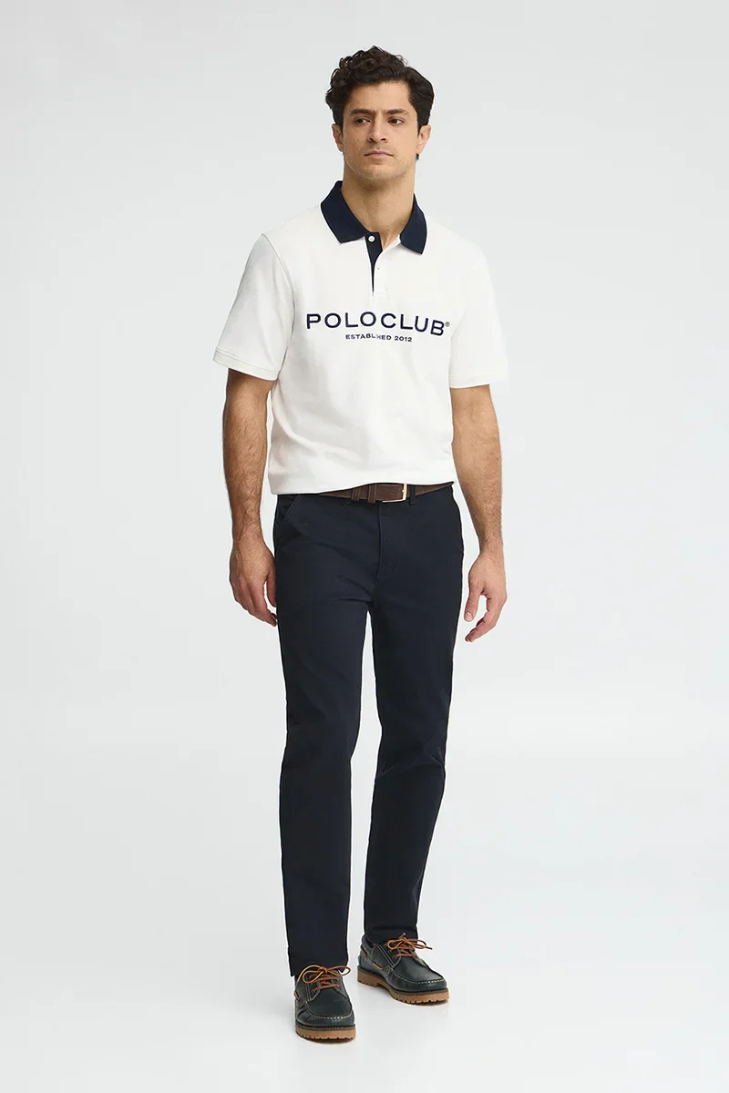 Nude polo shirt with collar and Established 2012 Polo Club logo in contrasting colour - Image 4