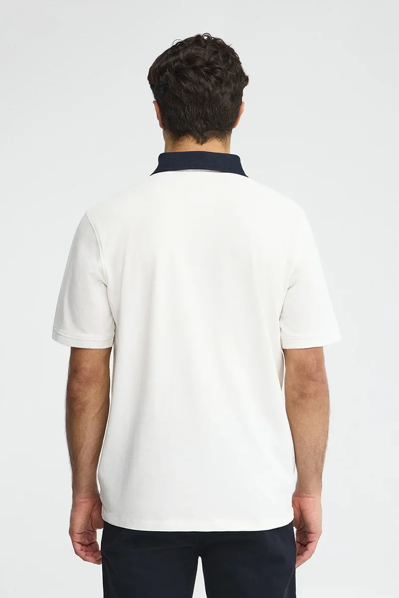 Nude polo shirt with collar and Established 2012 Polo Club logo in contrasting colour - Image 5
