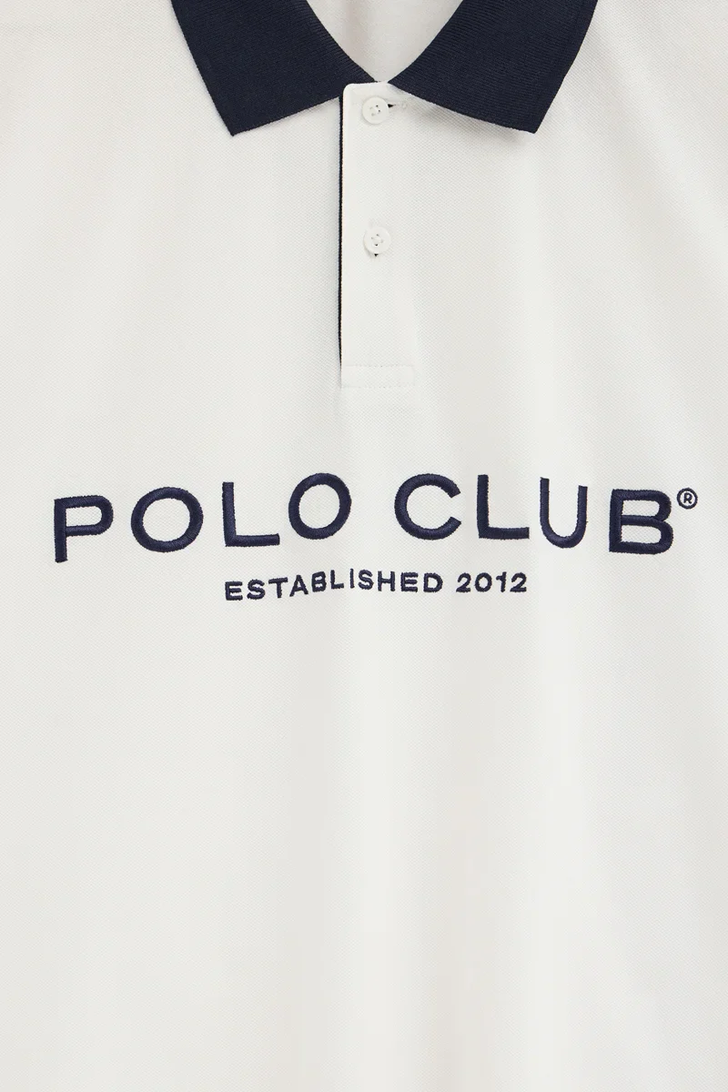 Nude polo shirt with collar and Established 2012 Polo Club logo in contrasting colour - Image 7