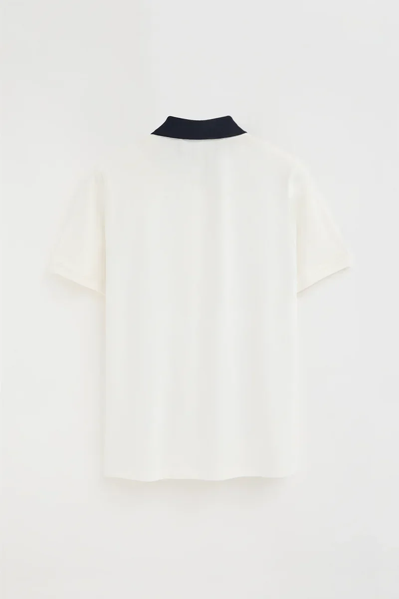 Nude polo shirt with collar and Established 2012 Polo Club logo in contrasting colour - Image 8