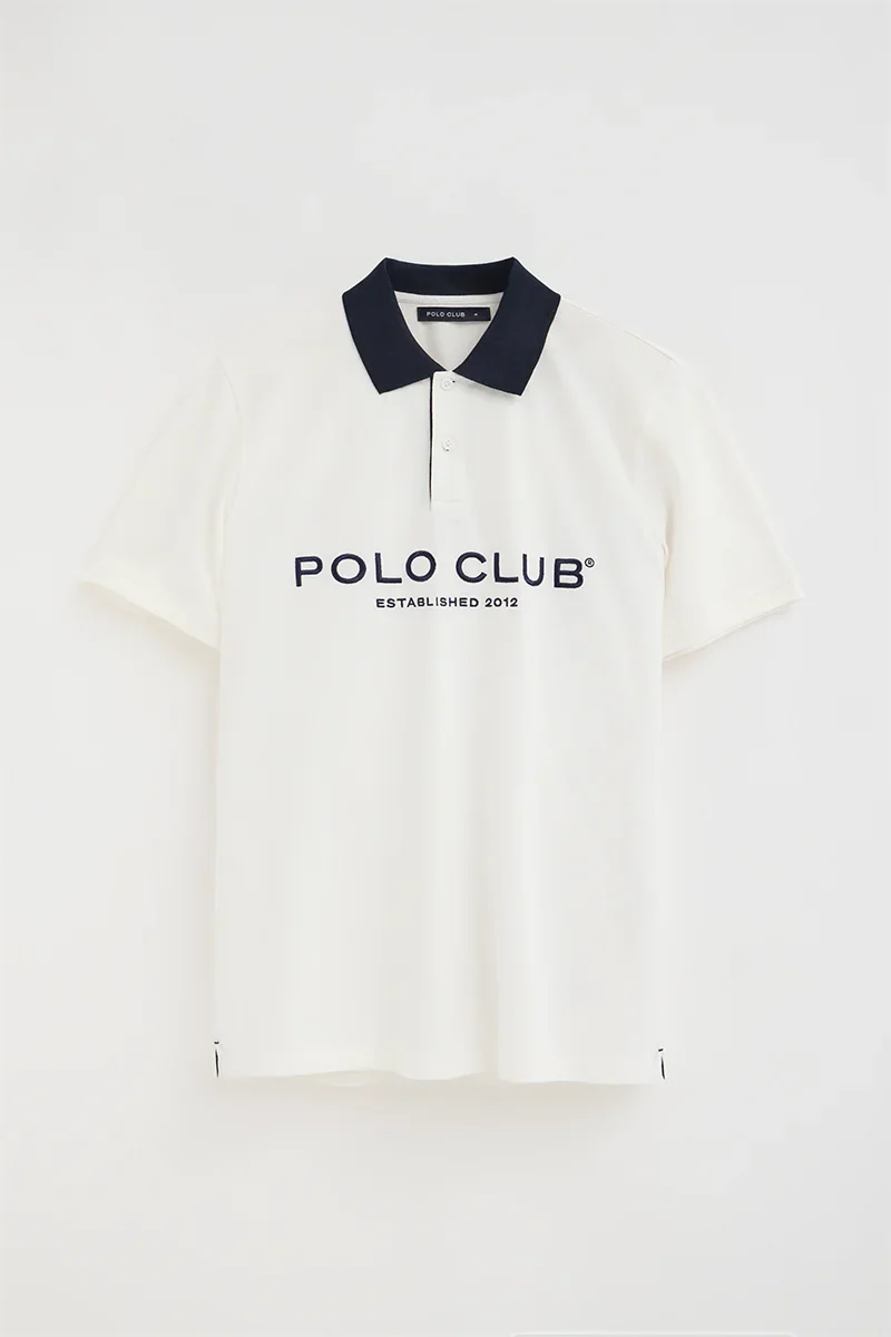 Nude polo shirt with collar and Established 2012 Polo Club logo in contrasting colour - Image 9