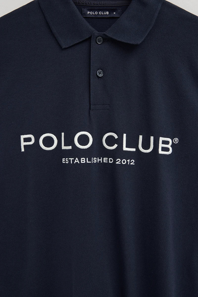 Navy-blue long-sleeve polo shirt with Established 2012 Polo Club Polo Club logo - Image 7