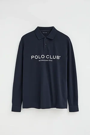 Navy-blue long-sleeve polo shirt with Established 2012 Polo Club Polo Club logo - Image 9