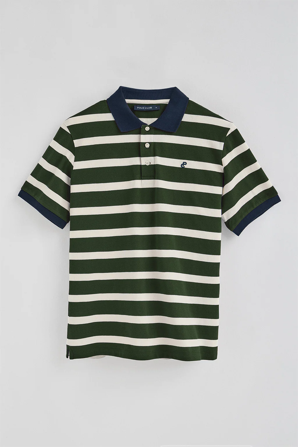 Bottle-green striped polo shirt Genova with embroidered monogram - Image 5