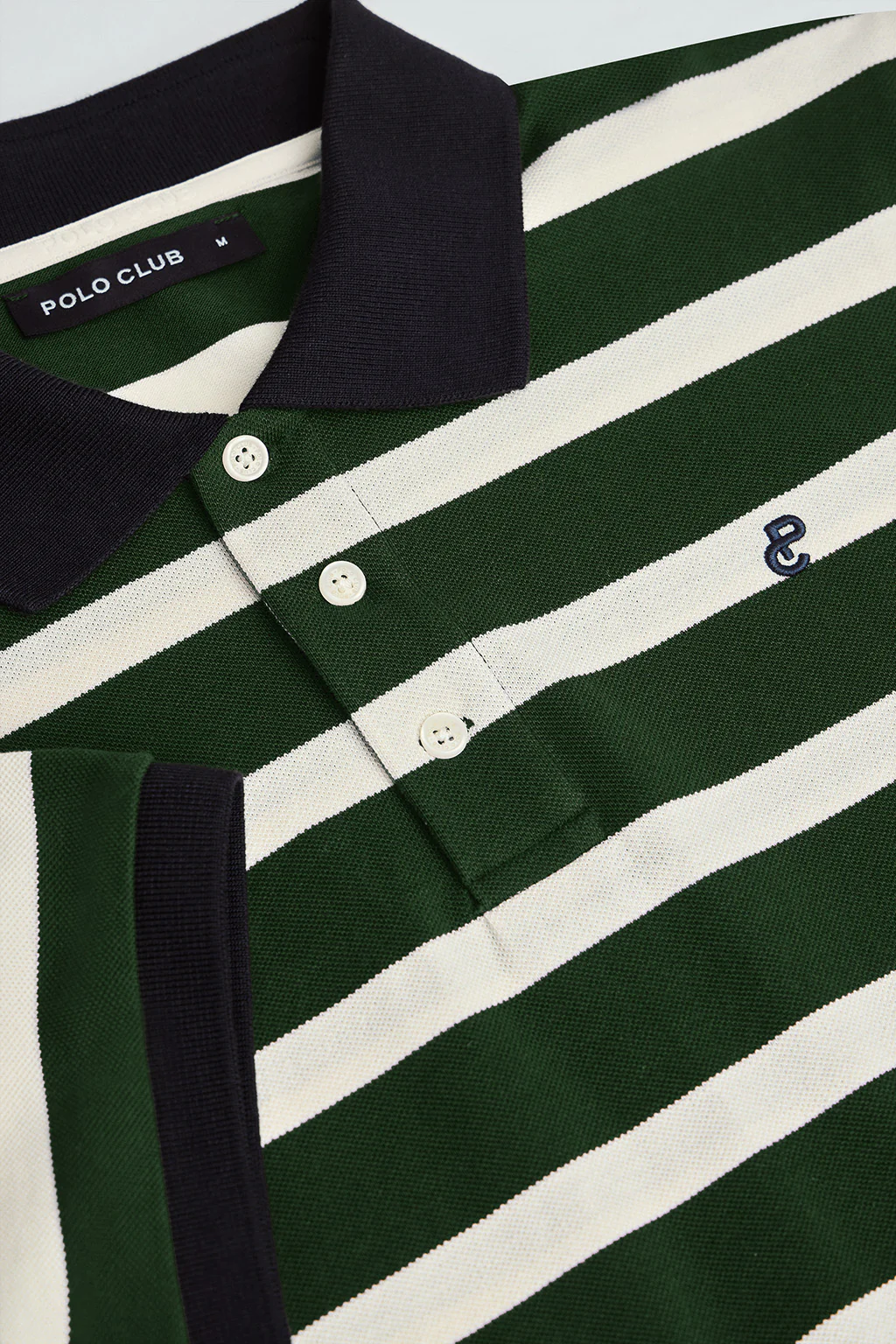 Bottle-green striped polo shirt Genova with embroidered monogram - Image 6