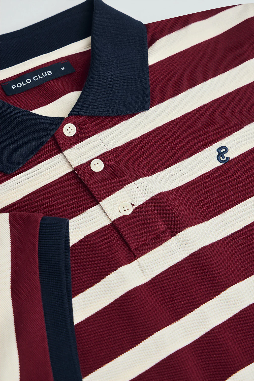 Maroon striped polo shirt Genova with embroidered monogram - Image 6