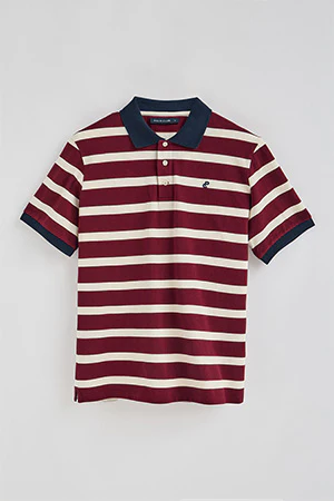 Maroon striped polo shirt Genova with embroidered monogram - Image 8