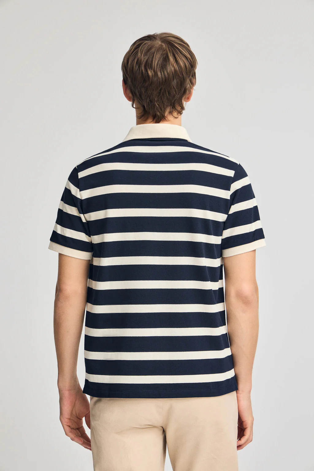 Navy-blue striped polo shirt Genova with embroidered monogram - Image 5