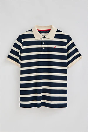 Navy-blue striped polo shirt Genova with embroidered monogram - Image 9