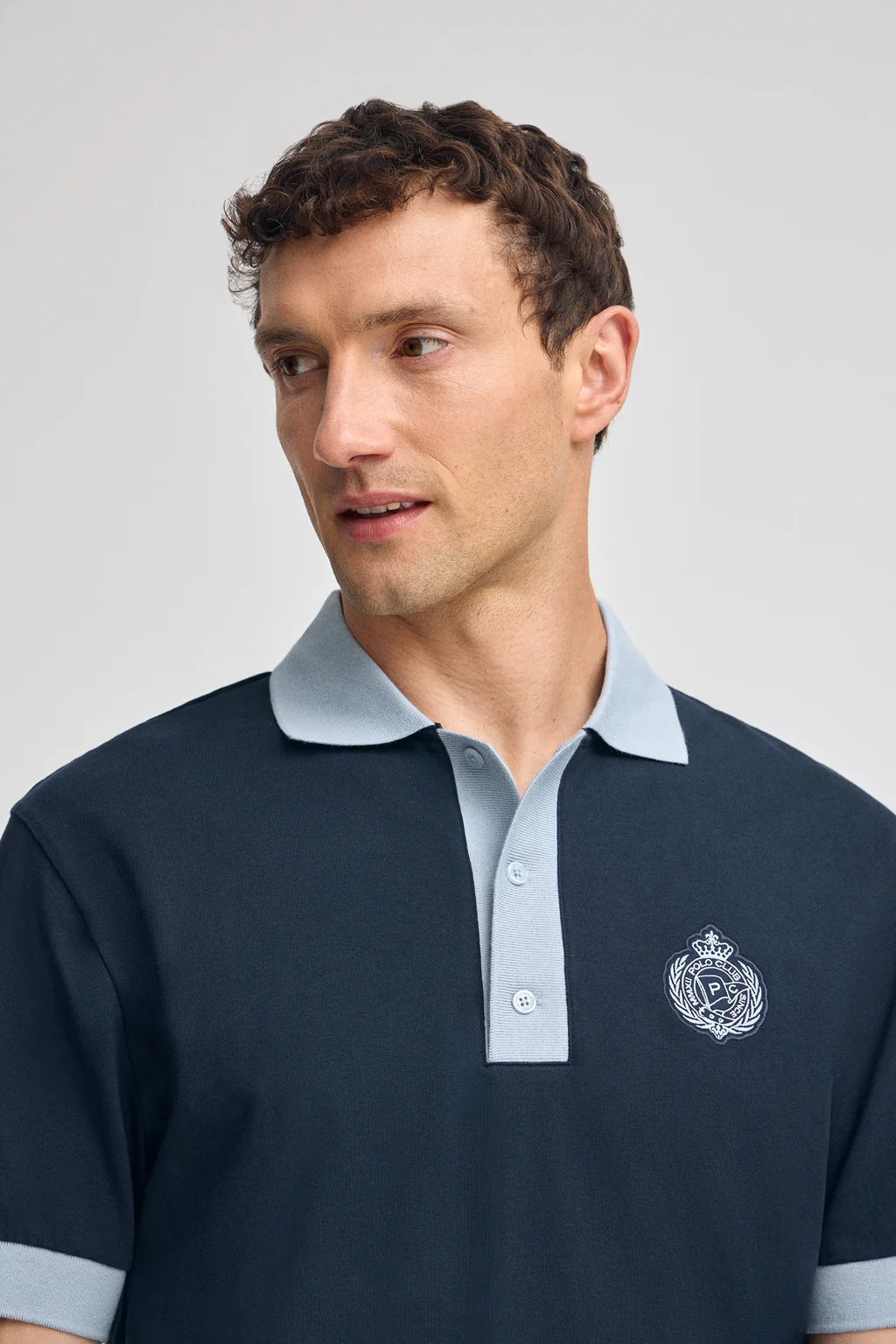 Navy-blue short-sleeve polo shirt Morfeo with nautical detail - Image 3