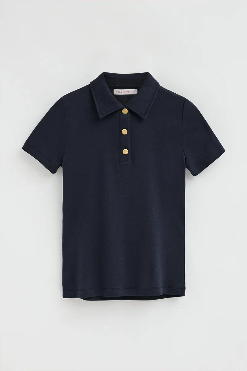 Navy-blue polo shirt with Polo Club nautical buttons - Image 6