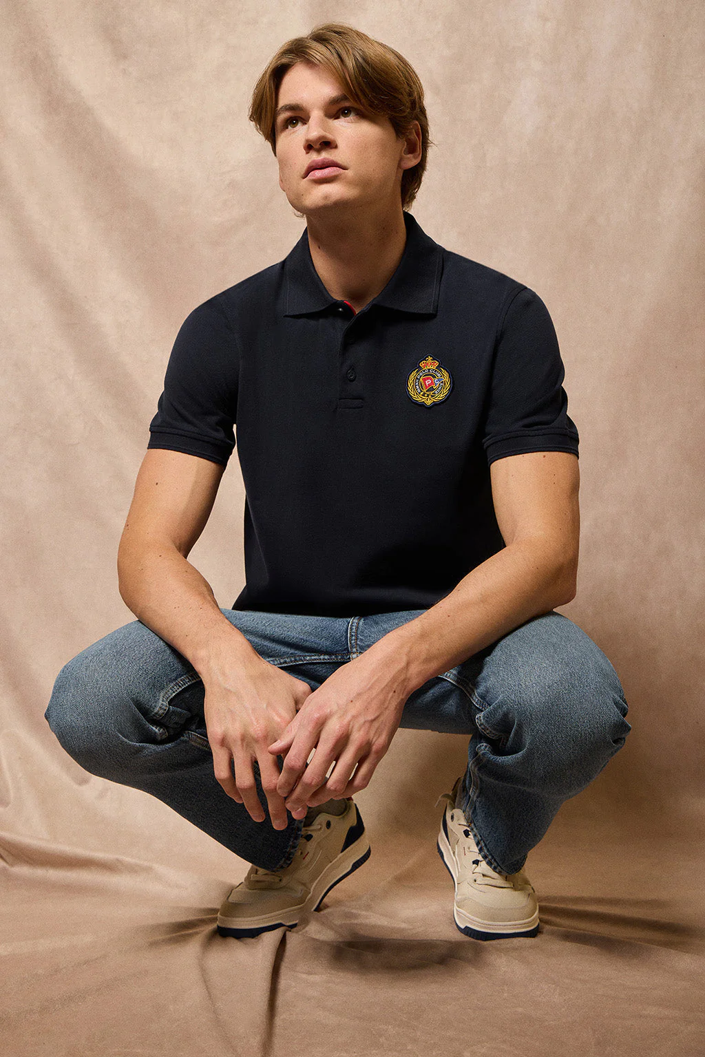 Navy-blue polo shirt Nautic with chest nautical patch