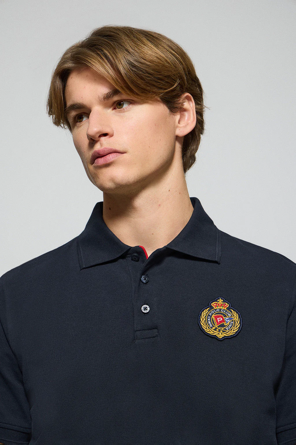 Navy-blue polo shirt Nautic with chest nautical patch - Image 3