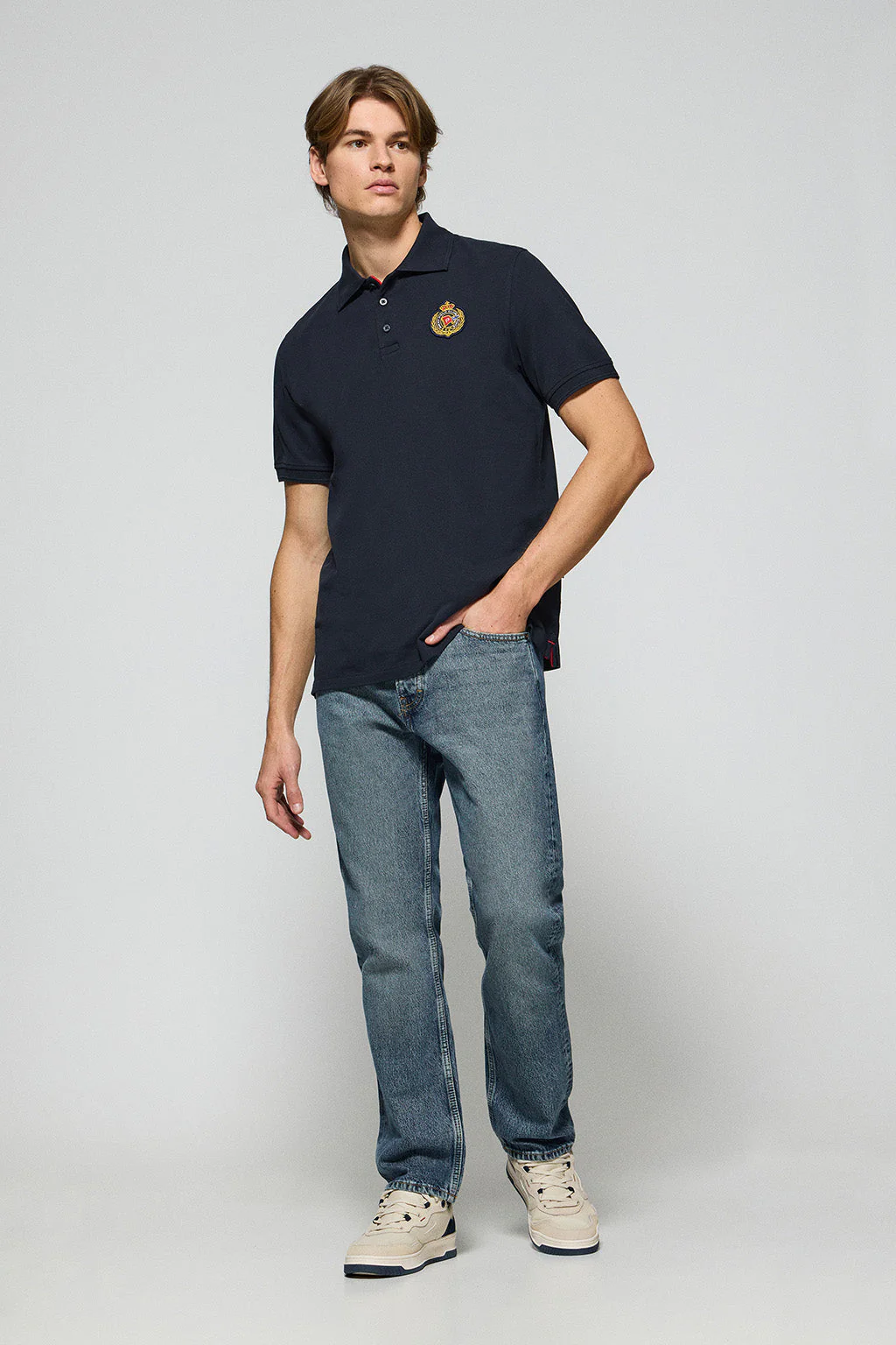Navy-blue polo shirt Nautic with chest nautical patch - Image 4