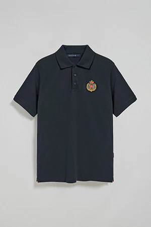 Navy-blue polo shirt Nautic with chest nautical patch - Image 9