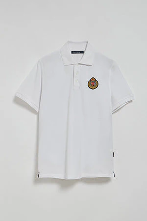 White polo shirt Nautic with chest nautical patch - Image 10
