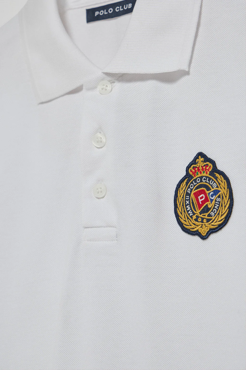 White polo shirt Nautic with chest nautical patch - Image 7