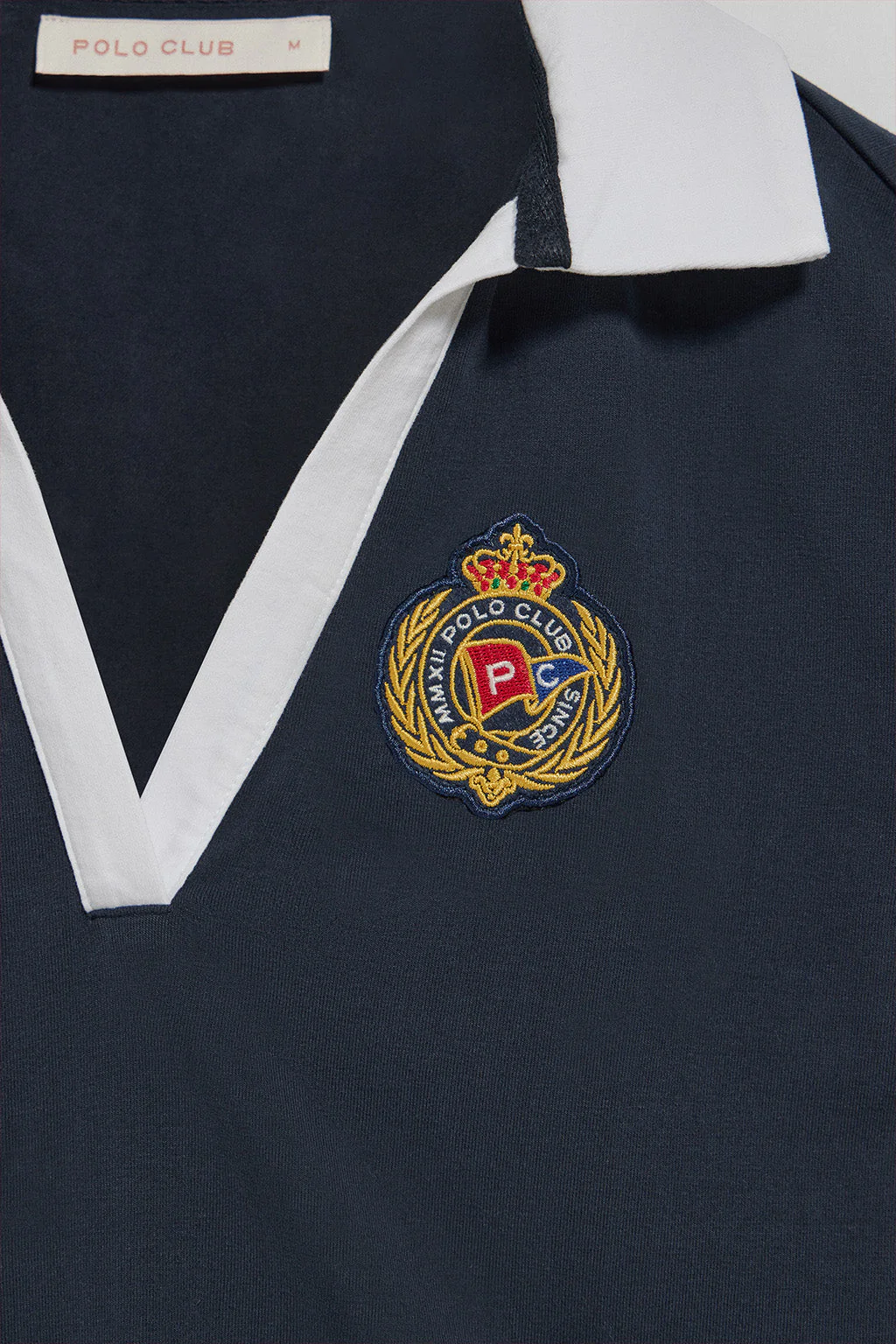 Navy-blue buttonless polo shirt Nautic with nautical detail on the chest - Image 10