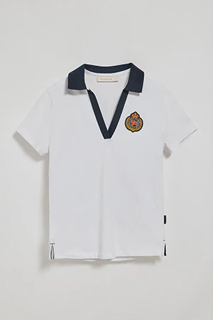 White buttonless polo shirt Nautic with nautical detail on the chest - Image 9