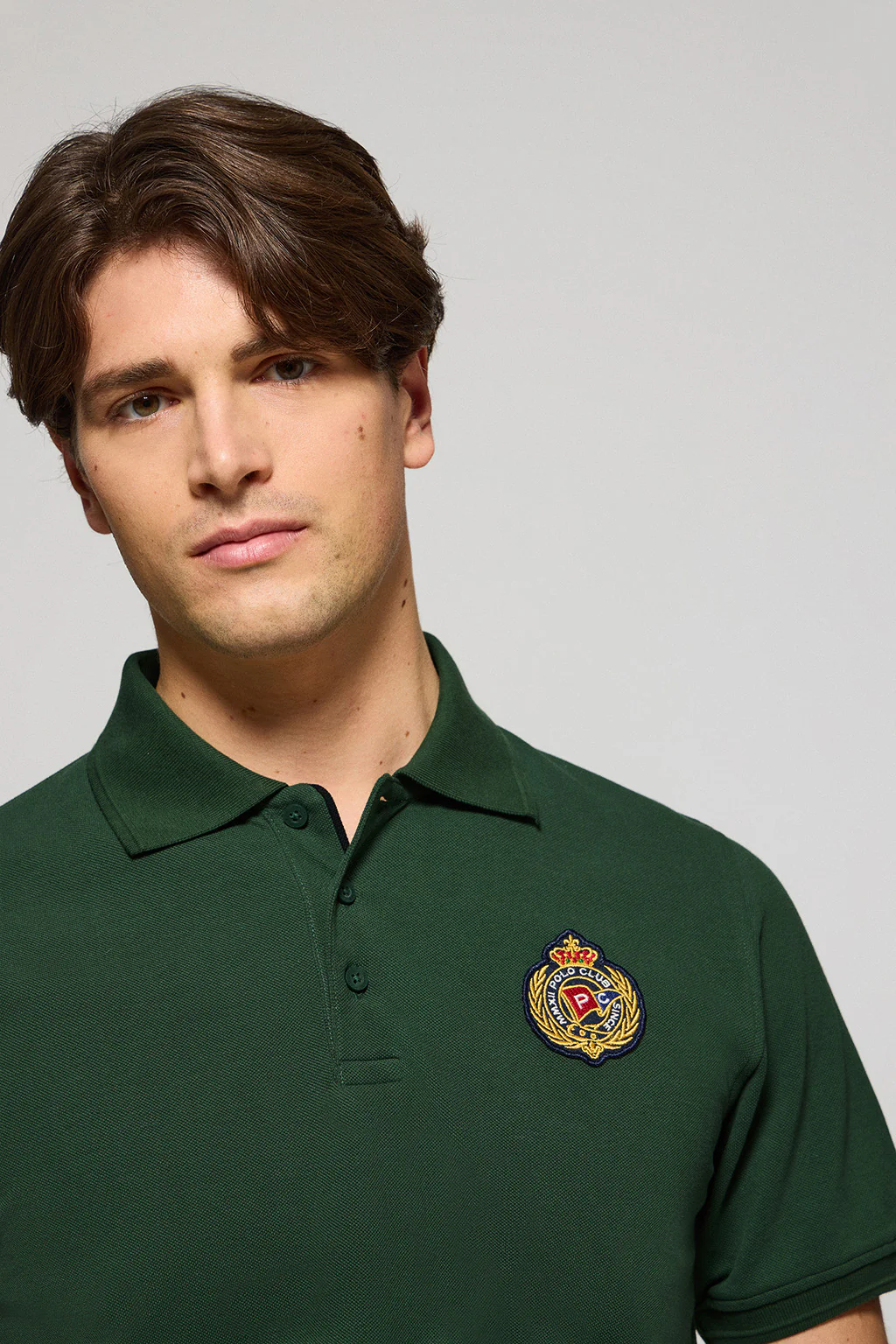 Green polo shirt Nautic with chest nautical patch - Image 3