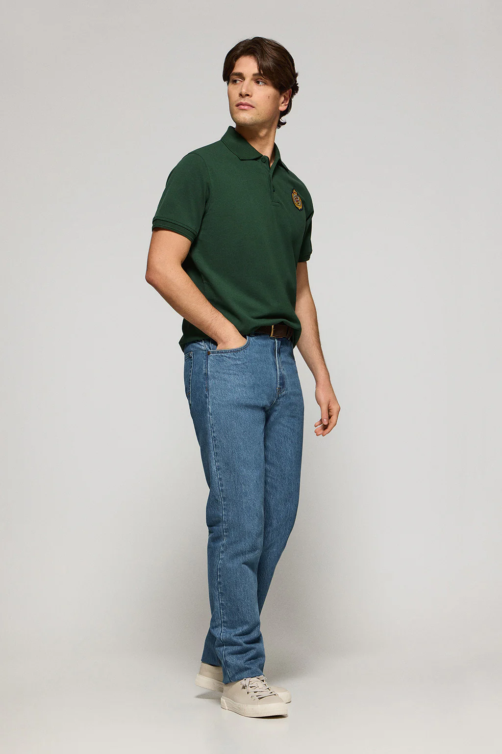 Green polo shirt Nautic with chest nautical patch - Image 4