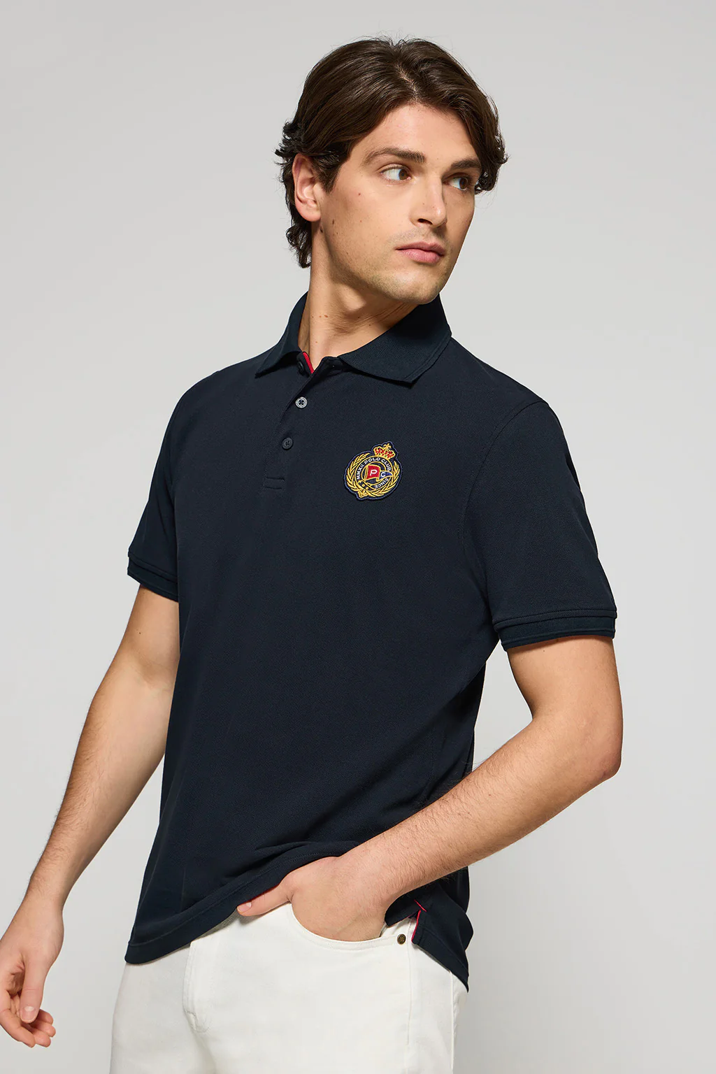 Navy-blue polo shirt Nautic with chest nautical patch