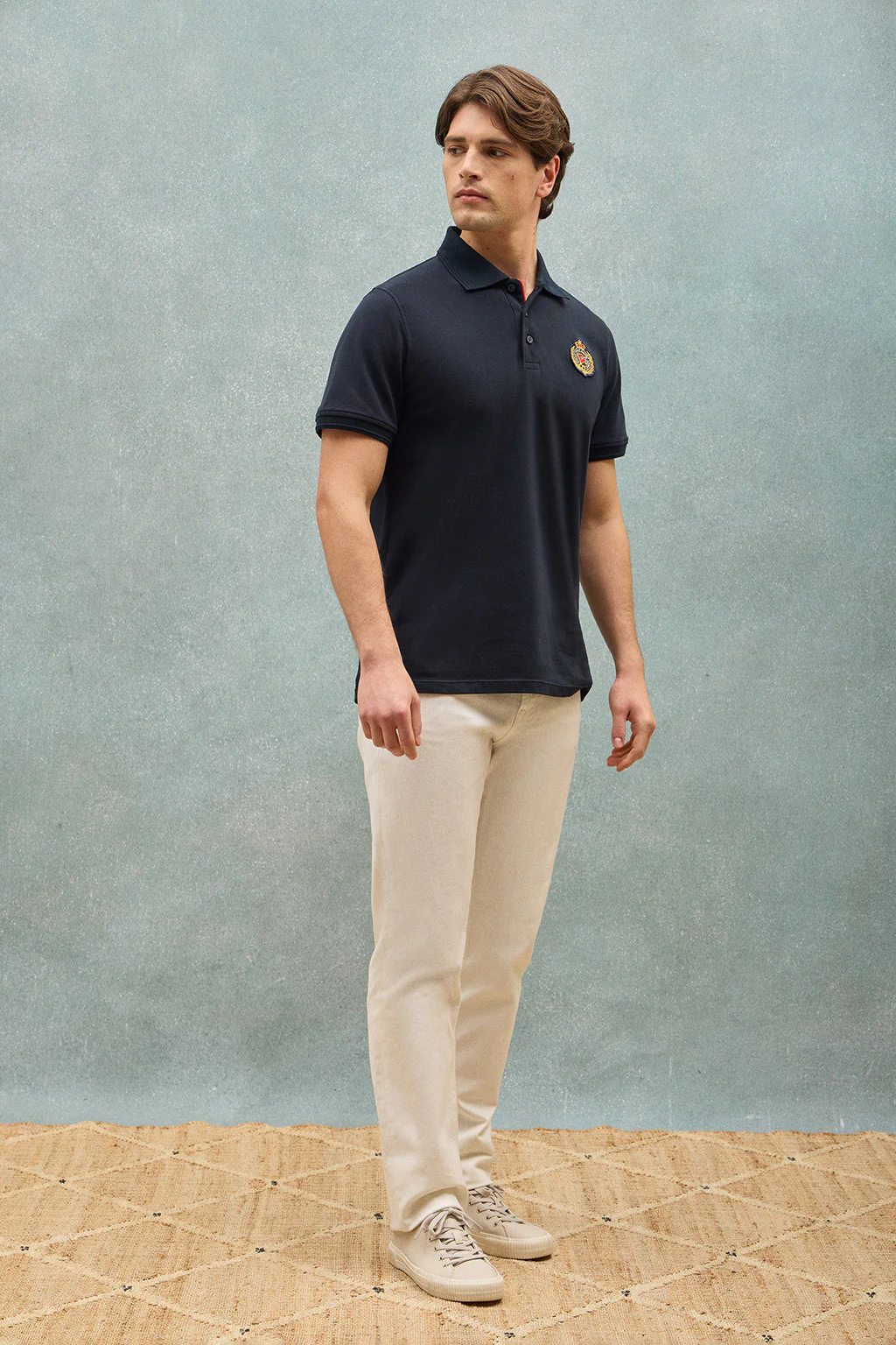 Navy-blue polo shirt Nautic with chest nautical patch - Image 10