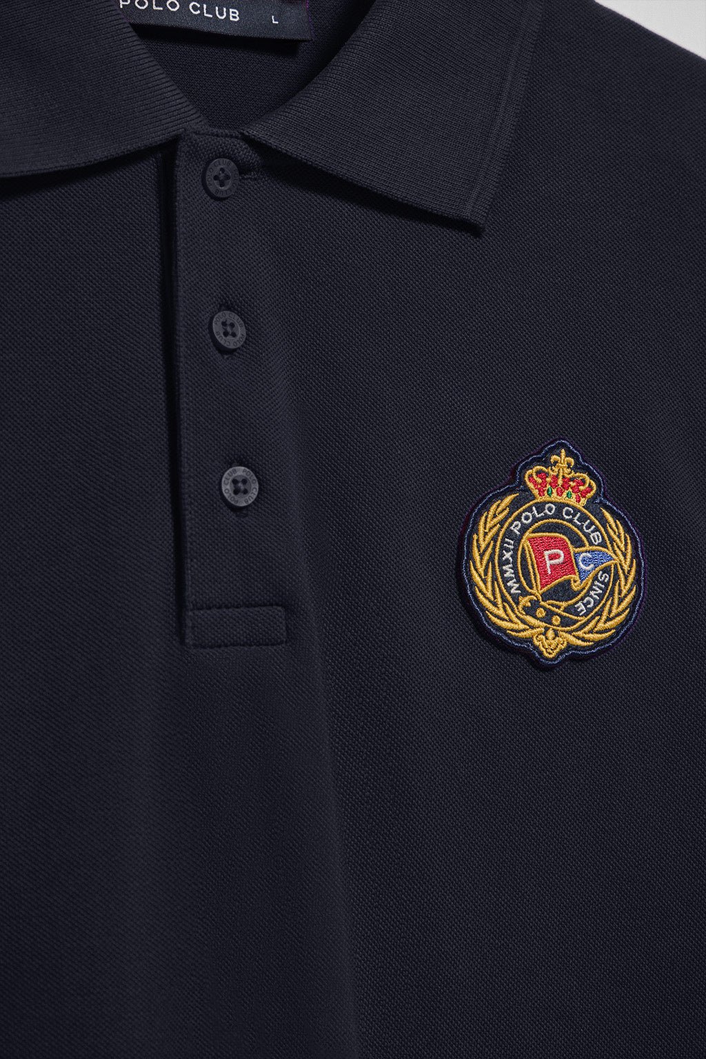 Navy-blue polo shirt Nautic with chest nautical patch - Image 6