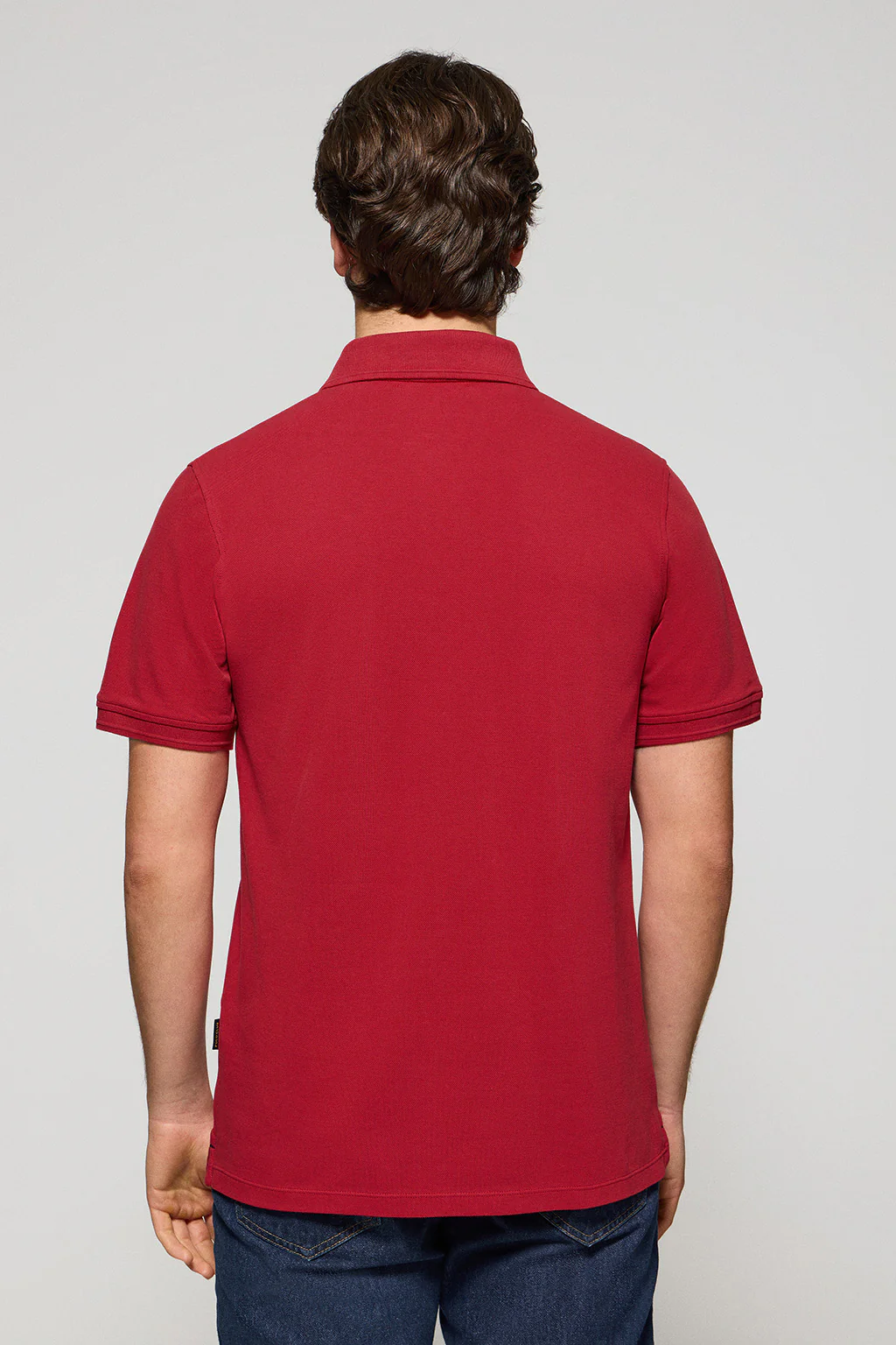 Red polo shirt Nautic with chest nautical patch - Image 2