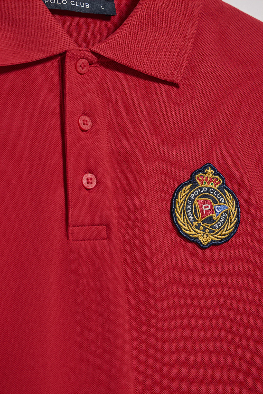Red polo shirt Nautic with chest nautical patch - Image 6