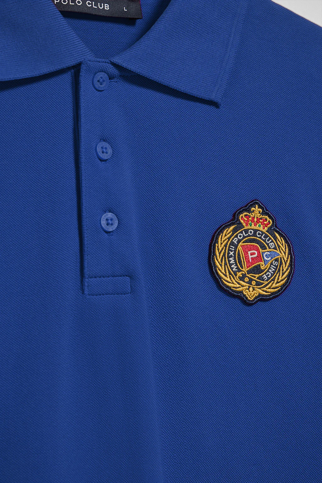 Royal-blue polo shirt Nautic with chest nautical patch - Image 7