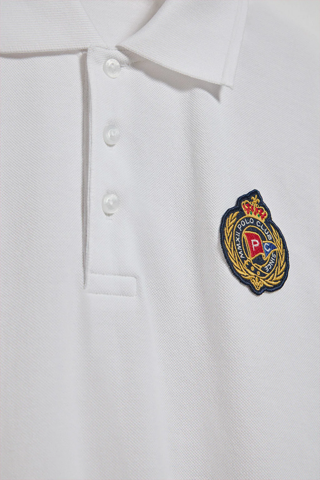 White polo shirt Nautic with chest nautical patch - Image 6