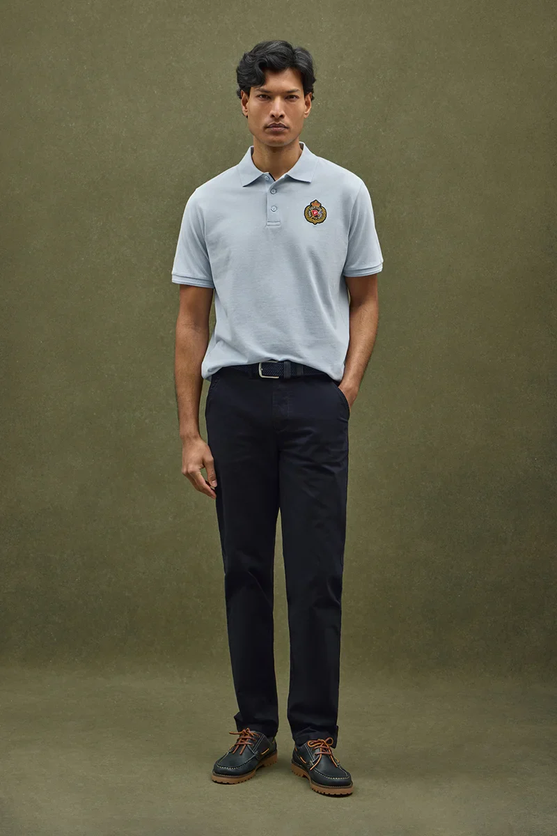 Light-blue regular-fit polo shirt with Polo Club nautical patch - Image 2