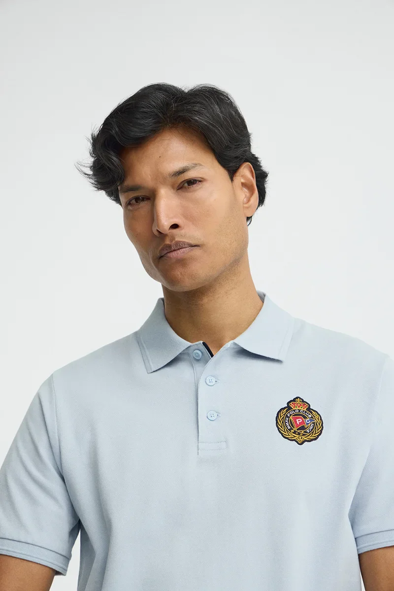 Light-blue regular-fit polo shirt with Polo Club nautical patch - Image 3