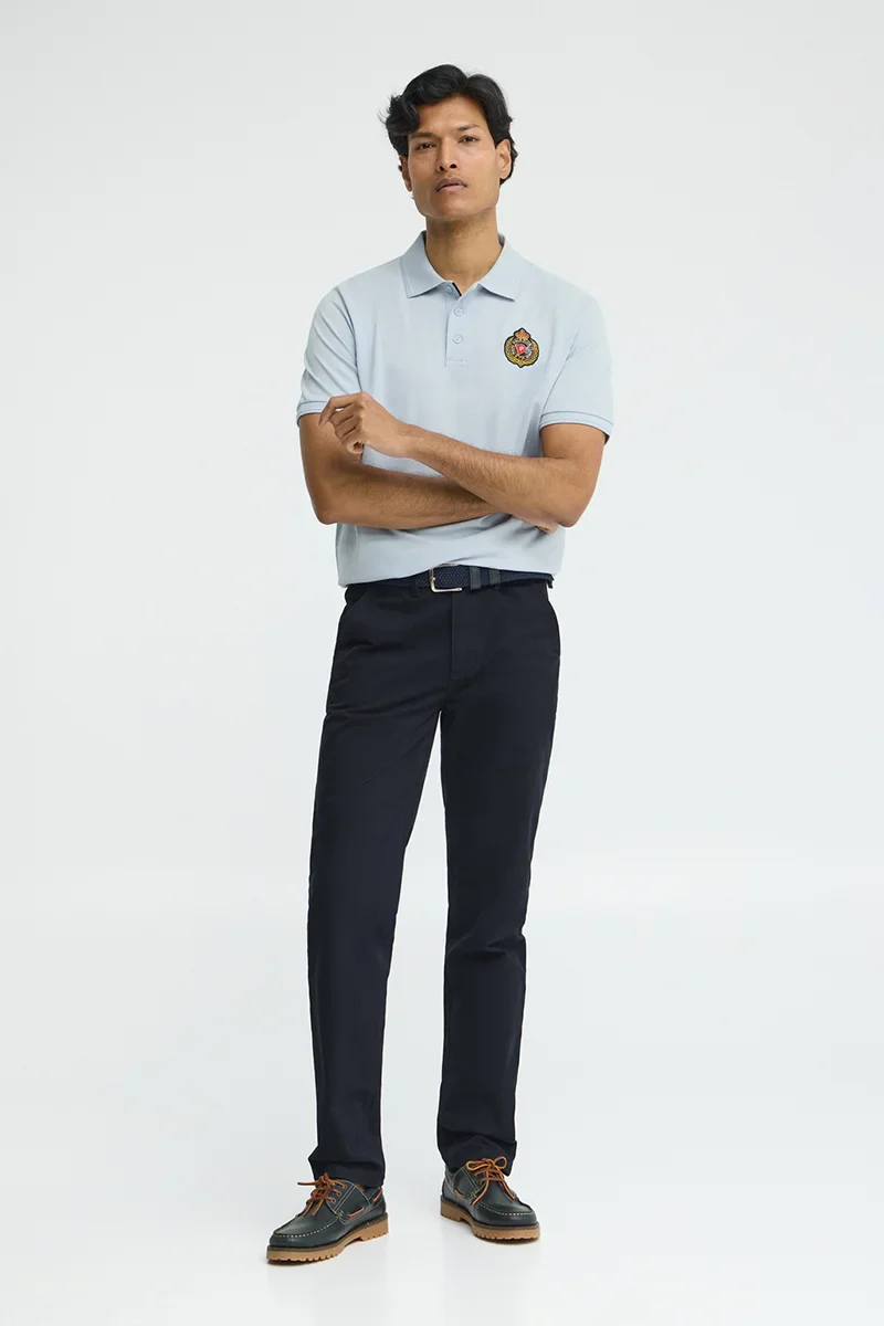 Light-blue regular-fit polo shirt with Polo Club nautical patch - Image 4