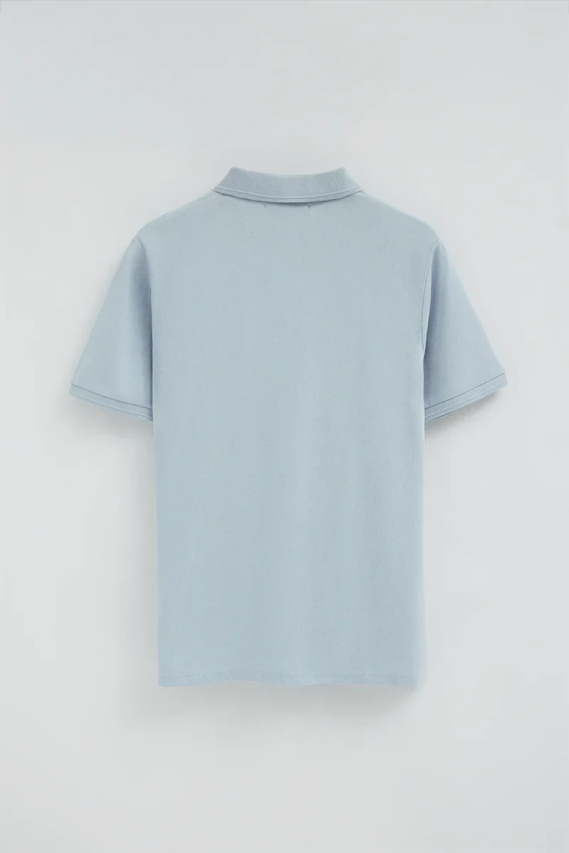 Light-blue regular-fit polo shirt with Polo Club nautical patch - Image 8